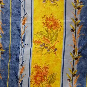 Table Cloth Scarf Panel 52" X 68" Scalloped Edge Sunflower Wheat Olives Spring